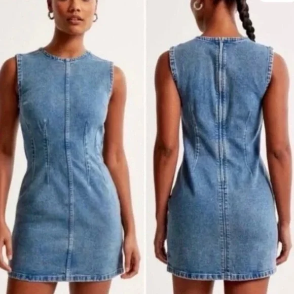 Abercrombie & Fitch Blue Denim Shell Mini Dress - Picture 6 of 10
